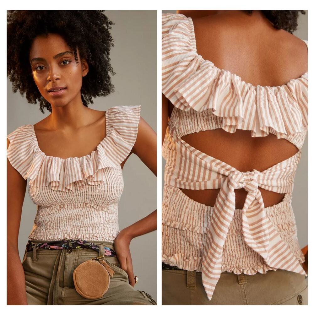 New Anthropologie Ruffle Smocked Blouse - XL